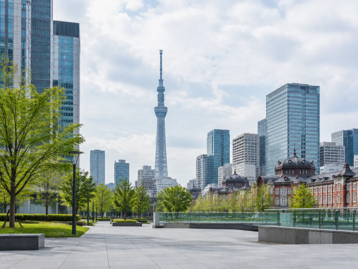Tokyo city skyline on a clear daylight morning